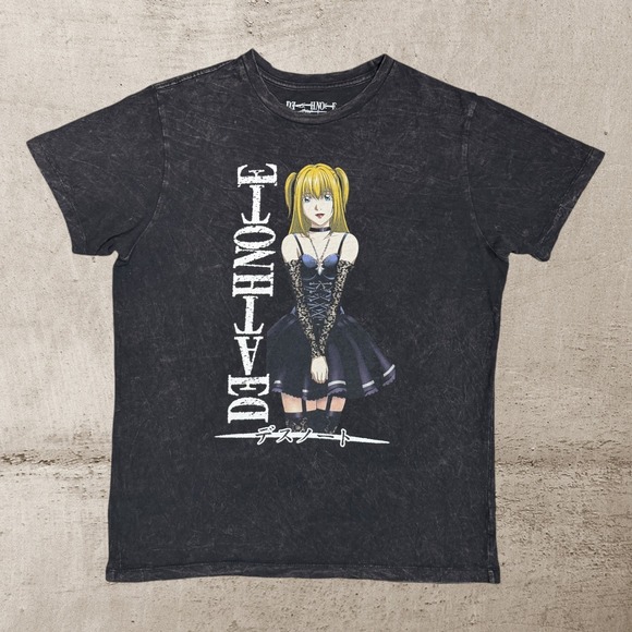 Death Note Other - Y2K Death Note‎ Misa Amane T-Shirt Adult Large Acid Wash Anime Manga Graphic Tee